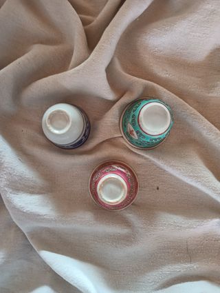 3 Tazzine Porcellana Dipinte a Mano