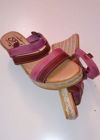 Sandalias SPK piel marrón-rosa
