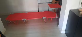 Tumbona Plegable Rosa con Parasol