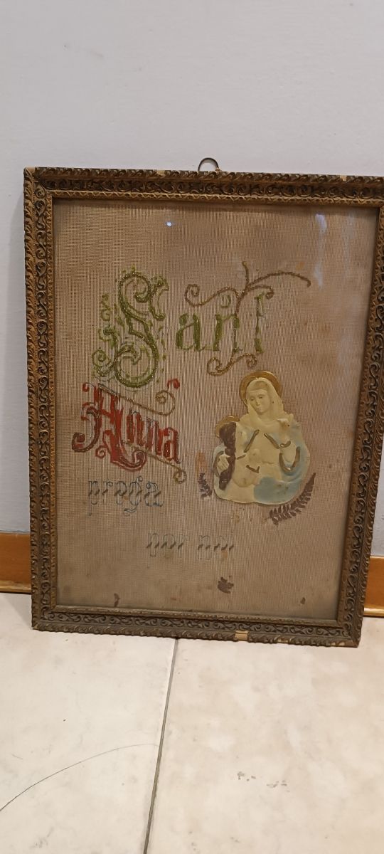 Cornice con ricamo sacro antico