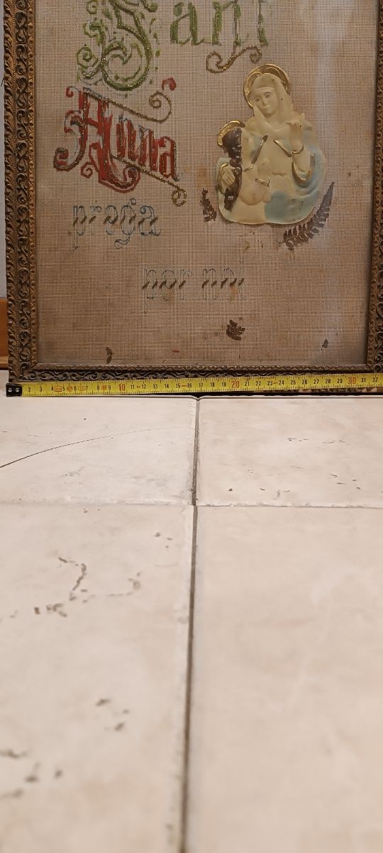 Cornice con ricamo sacro antico