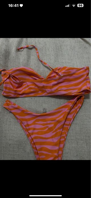 Bikini Shein naranja y rosa