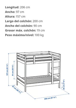 Litera blanca de madera con colchones