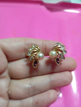 Pendientes vintage oro perlas