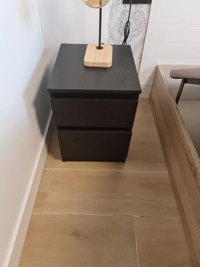 Mesitas noche 2 cajones - negra