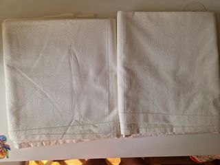 Coppia lenzuola in cotone cucite a mano nuove