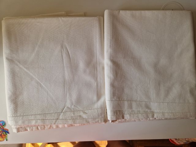 Coppia lenzuola in cotone cucite a mano nuove