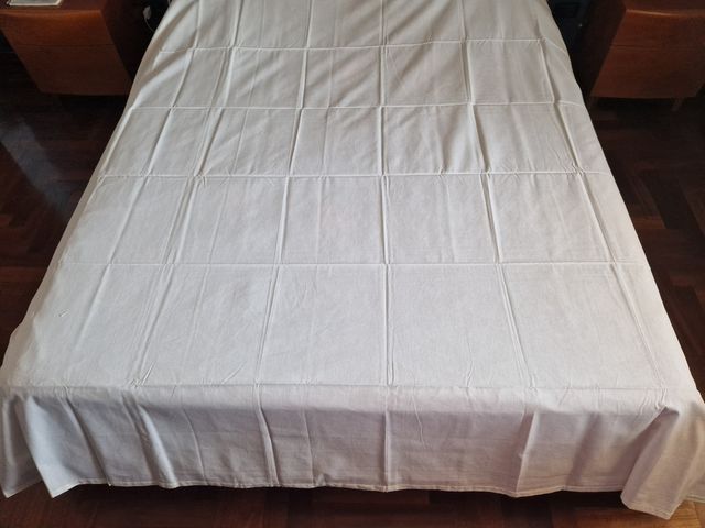 Coppia lenzuola in cotone cucite a mano nuove