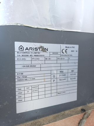 Despiece calentador Ariston Blu Control 11L NAT