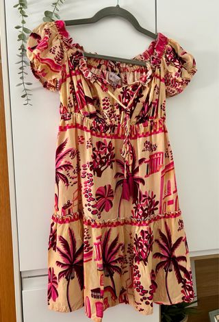 Vestido Piti Cuiti M - Beige/Rosa