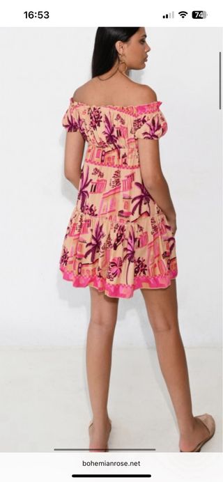 Vestido Piti Cuiti M - Beige/Rosa