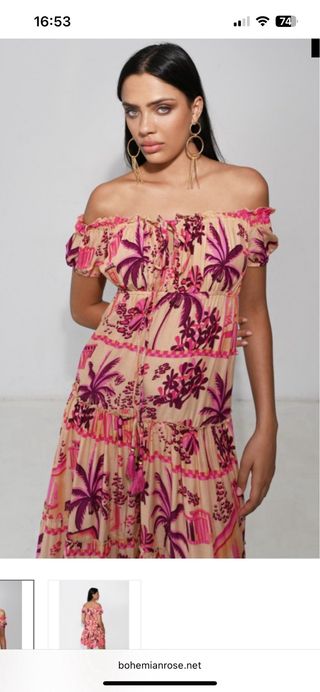 Vestido Piti Cuiti M - Beige/Rosa