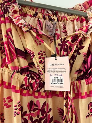 Vestido Piti Cuiti M - Beige/Rosa