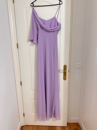 Vestido fiesta largo MANGO morado
