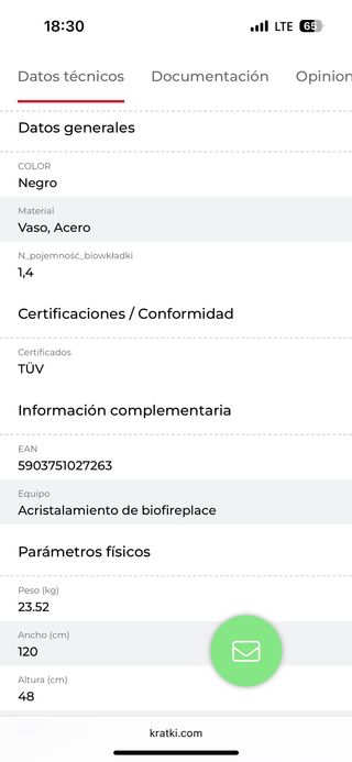 Chimenea bioetanol 1,20m - Negra