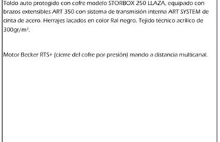Toldo cofre electrico 288x200