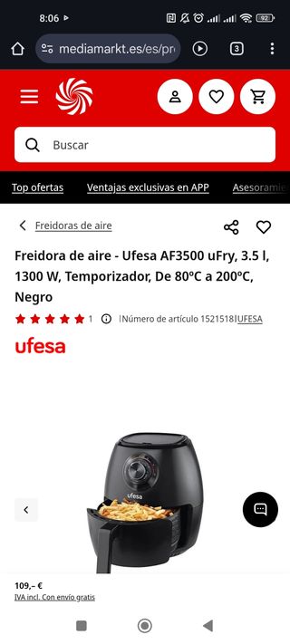 Freidora aire Ufesa - cesta
