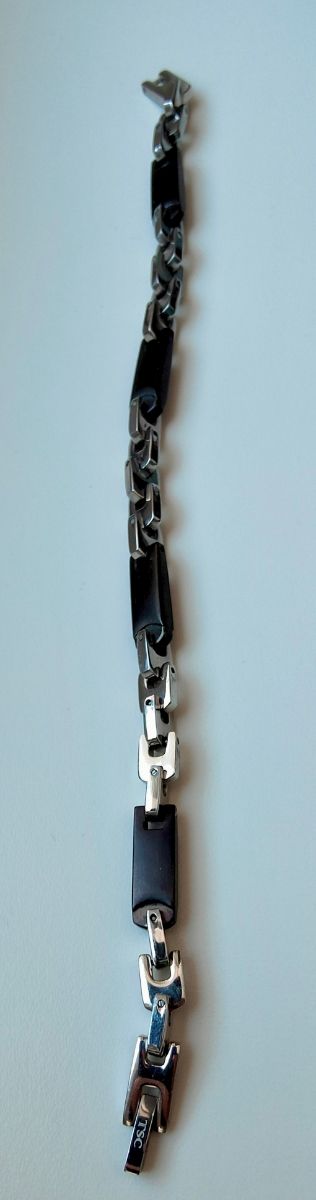 Braccialetto uomo acciaio-nero