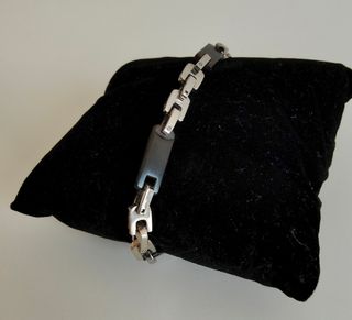 Braccialetto uomo acciaio-nero