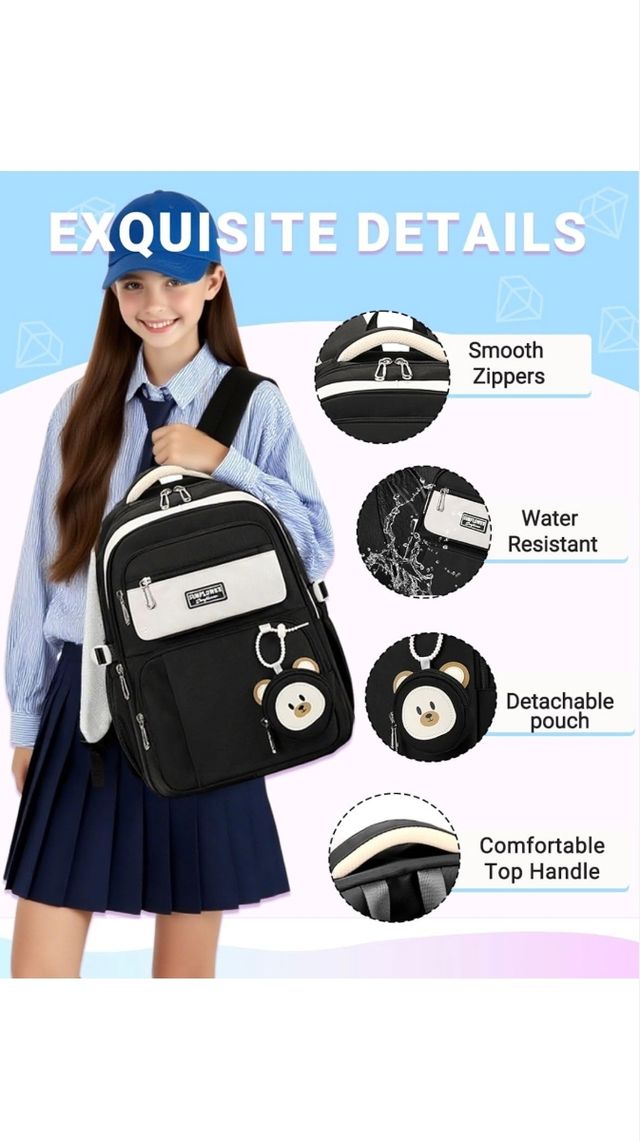 Mochila escolar Sunflower 32L - Negra/Blanca