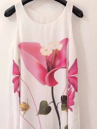 Vestito floreale estivo bianco rosa