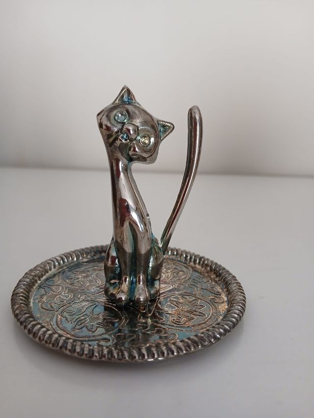 Porta anelli gatto Silver vintage