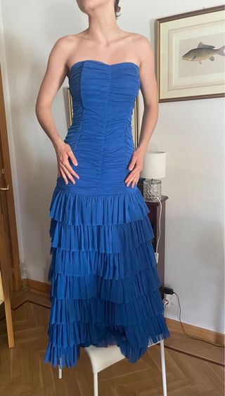 Vestido fiesta azul - volantes