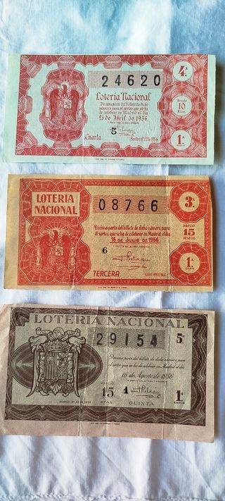 Décimos Lotería Nacional antiguos