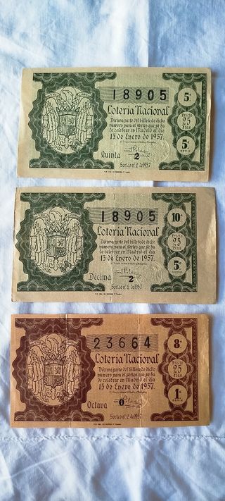 Décimos Lotería Nacional antiguos