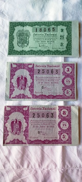 Décimos Lotería Nacional antiguos