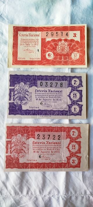 Décimos Lotería Nacional antiguos