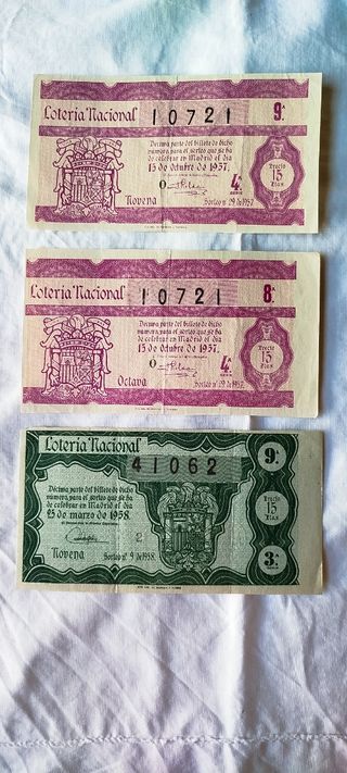 Décimos Lotería Nacional antiguos