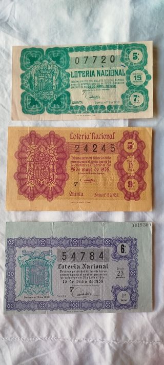 Décimos Lotería Nacional antiguos