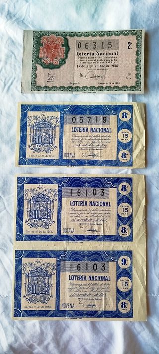 Décimos Lotería Nacional antiguos