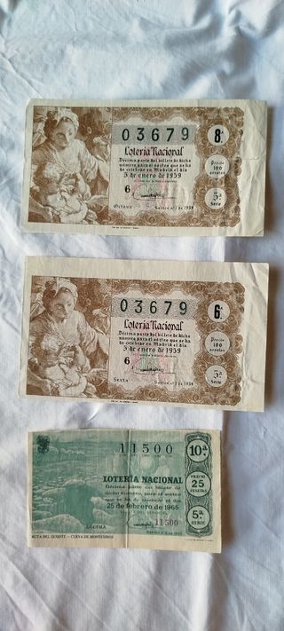 Décimos Lotería Nacional antiguos