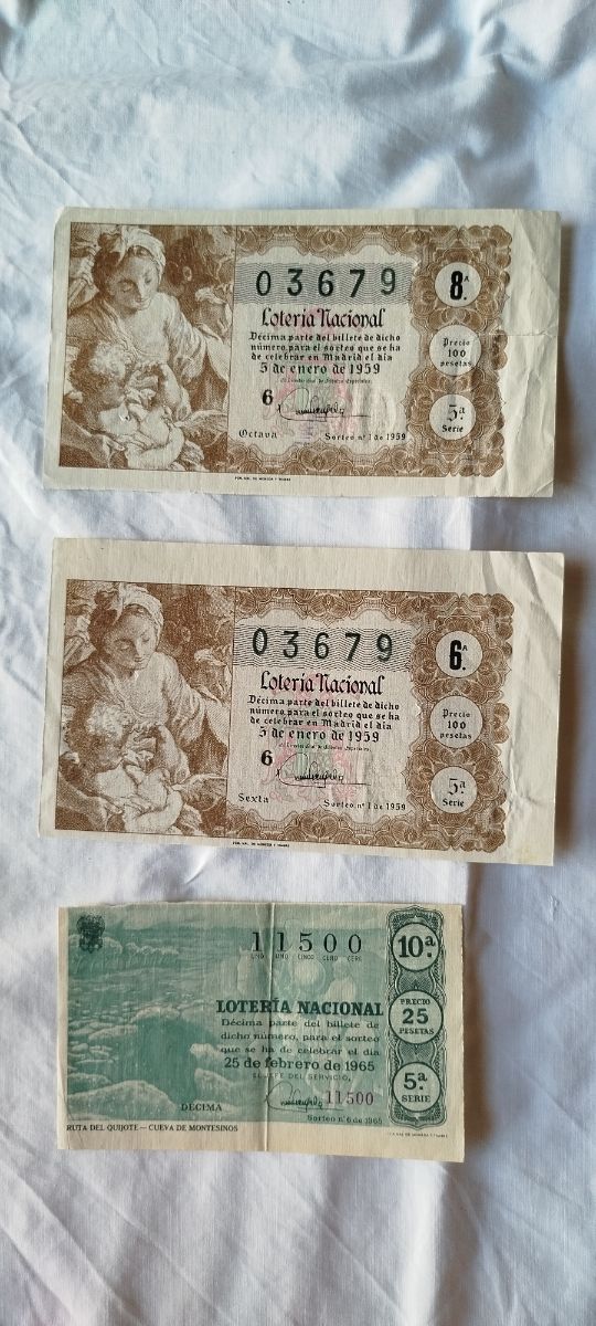Décimos Lotería Nacional antiguos