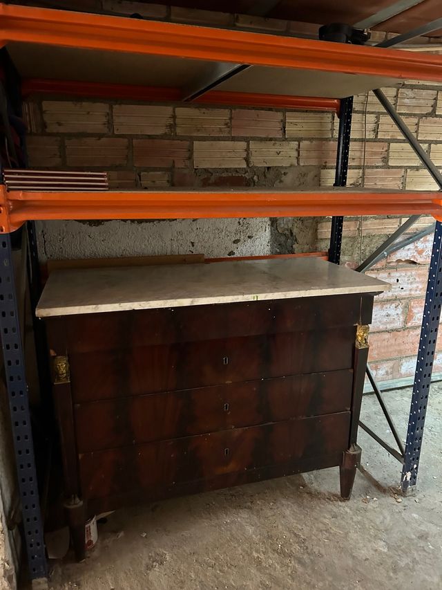 Cajonera vintage madera mármol