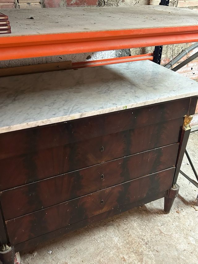 Cajonera vintage madera mármol