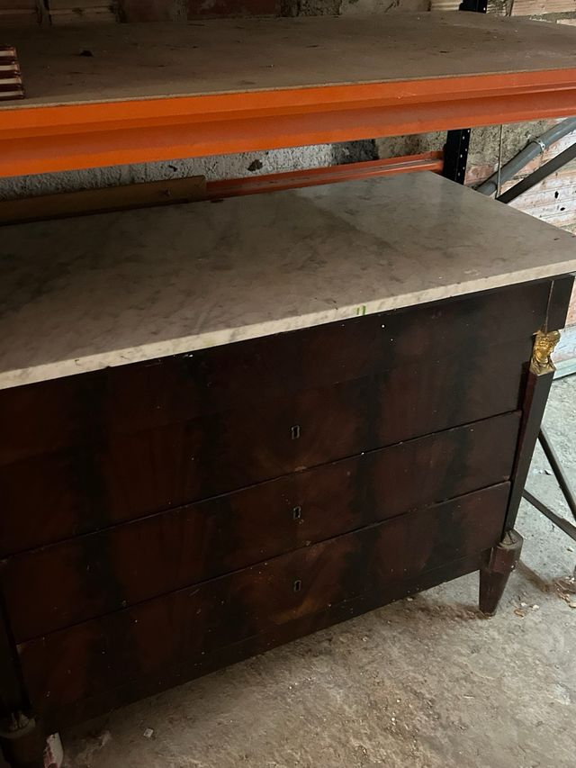 Cajonera vintage madera mármol