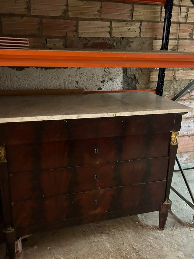 Cajonera vintage madera mármol