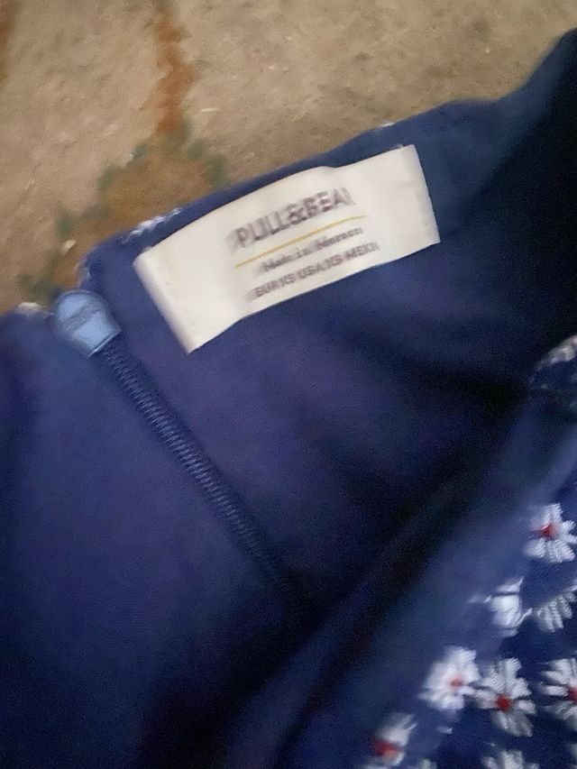 Falda Pull&Bear azul XS - flores