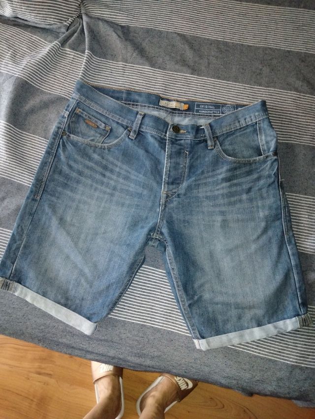 Bermudas Vaqueras Hombre Azul