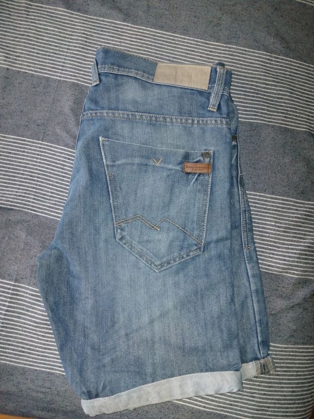 Bermudas Vaqueras Hombre Azul