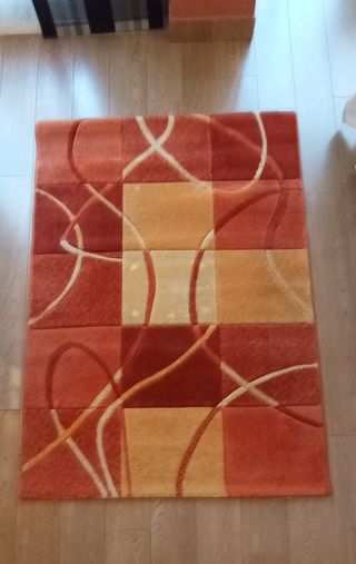 Alfombra salón - Beige y naranja