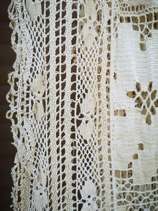 Coperta uncinetto beige cotone