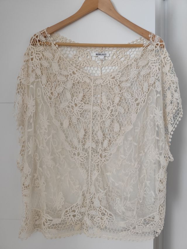 Top crochet beige M