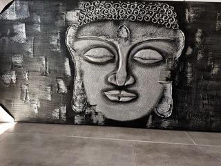 Cuadro Buda - Relieve negro plata