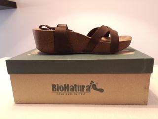 Sandali alti BioNatura 39 in Nabuk testa di moro