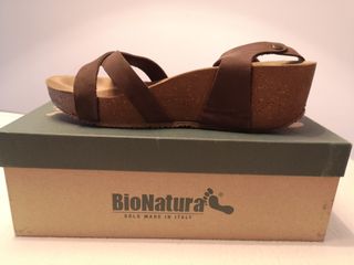 Sandali alti BioNatura 39 in Nabuk testa di moro