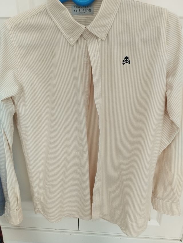 Camisa Scalpers niño rayas beige talla 14